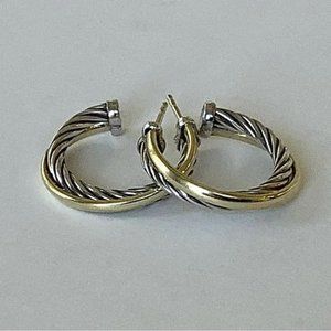 David Yurman Earrings in 18K Gold and Sterling Silver Hoops